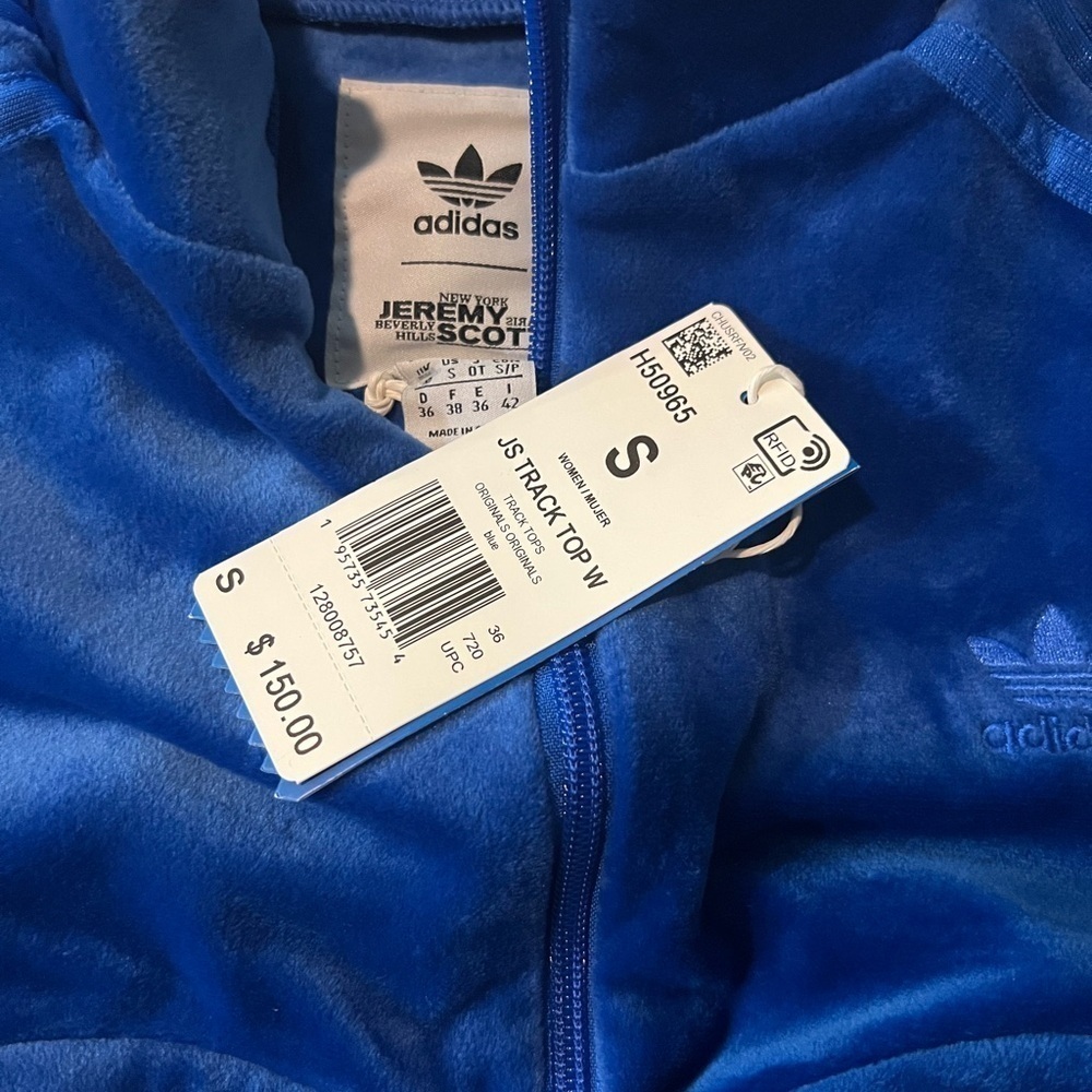 Jeremy Scott X Adidas Originals ‘DIP’ Collection Blue Velour Track Suit Top Nwt - Picture 14 of 15